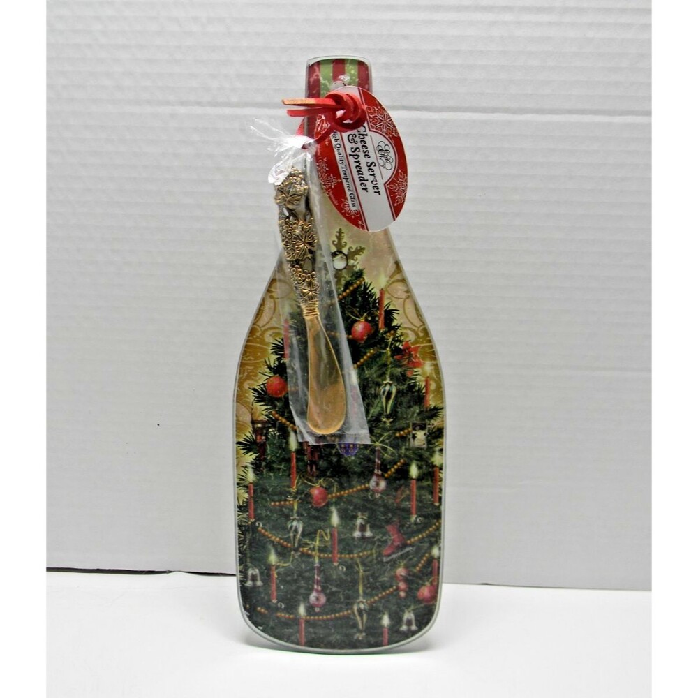 Epic Cheese Server and Spreader Set Christmas Tree Wine Gift NWT